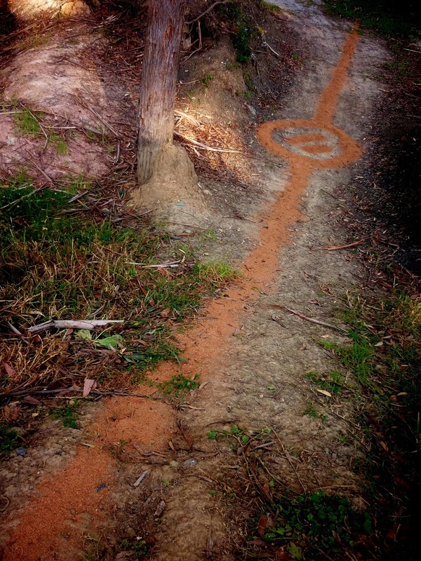 Gerry Joe Weise, Land Art. Pathway, Ground Painting, nature-friendly pigments installation, Kangaroo River State Forest, Australia, 2015.