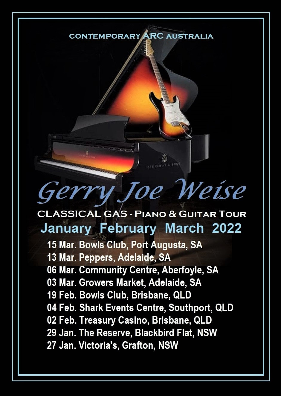 Gerry Joe Weise, Australian pianist and guitarist, concert tours.